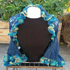 Shrug, wool silk deep blue